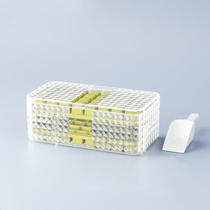 Große quadratische Silikon Eiswürfelform + Eiswürfelschale + Deckel als Aufbewahrungsbox, Eiswürfelbereiter