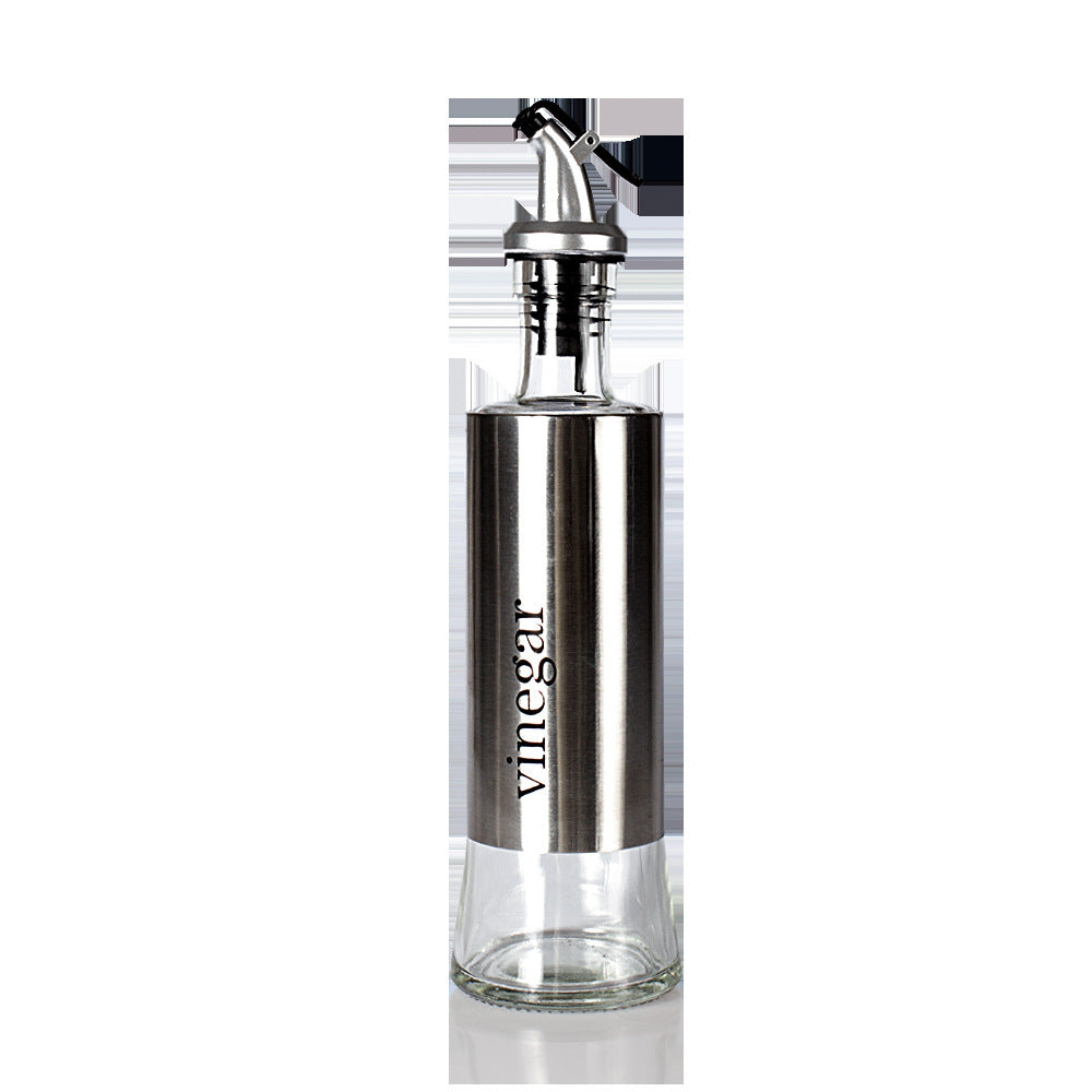 Auslaufsicher Glasflasche aus Edelstahl, verschiedene Ausführungen und Beschriftungen (Vinegar, Oil, ...), einzeln oder als Set