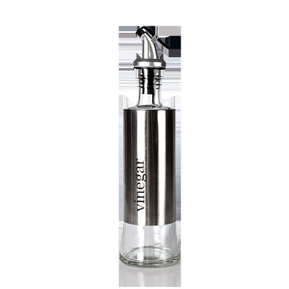 Auslaufsicher Glasflasche aus Edelstahl, verschiedene Ausführungen und Beschriftungen (Vinegar, Oil, ...), einzeln oder als Set