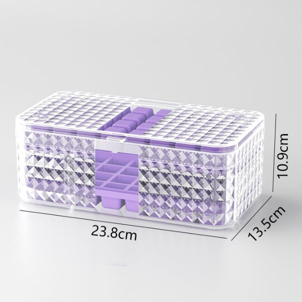 Große quadratische Silikon Eiswürfelform + Eiswürfelschale + Deckel als Aufbewahrungsbox, Eiswürfelbereiter