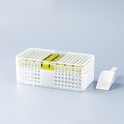 Große quadratische Silikon Eiswürfelform + Eiswürfelschale + Deckel als Aufbewahrungsbox, Eiswürfelbereiter